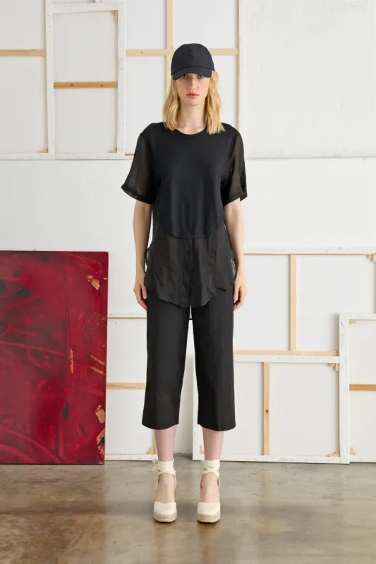 Midi Pants with Jersey Waistband Garment-Dyed 07AU 3217 sold by European Culture