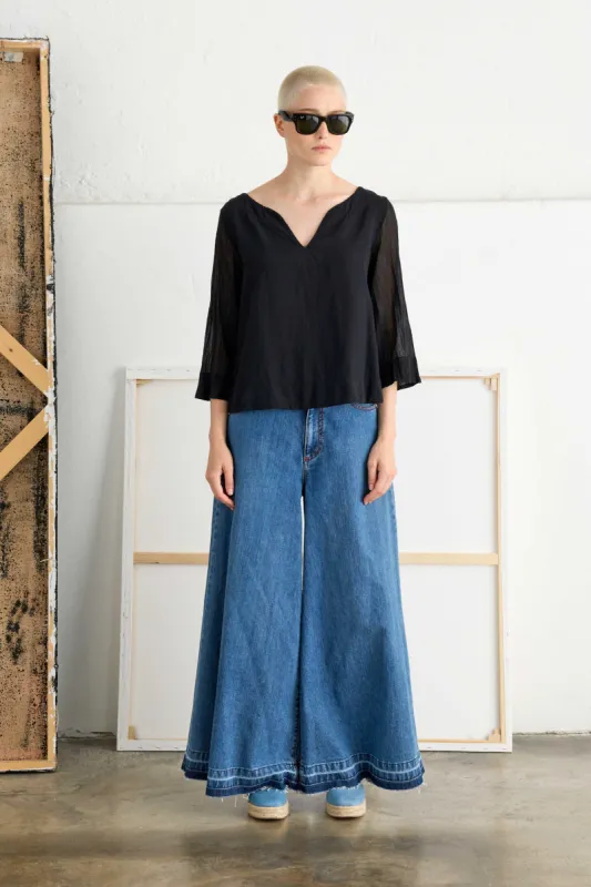 Five Pocket Wide-Leg Jeans Comfort Waist 087U 4121 sold by European Culture