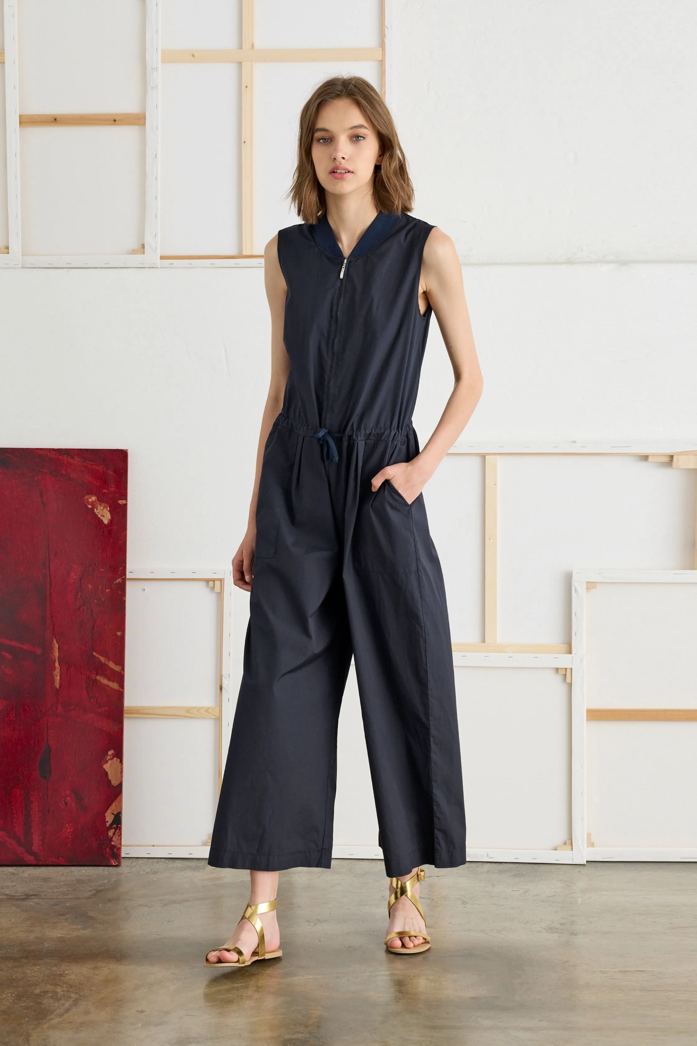 Midi Jumpsuit with Zip Grament-Dyed 19E0 3183 sold by European Culture