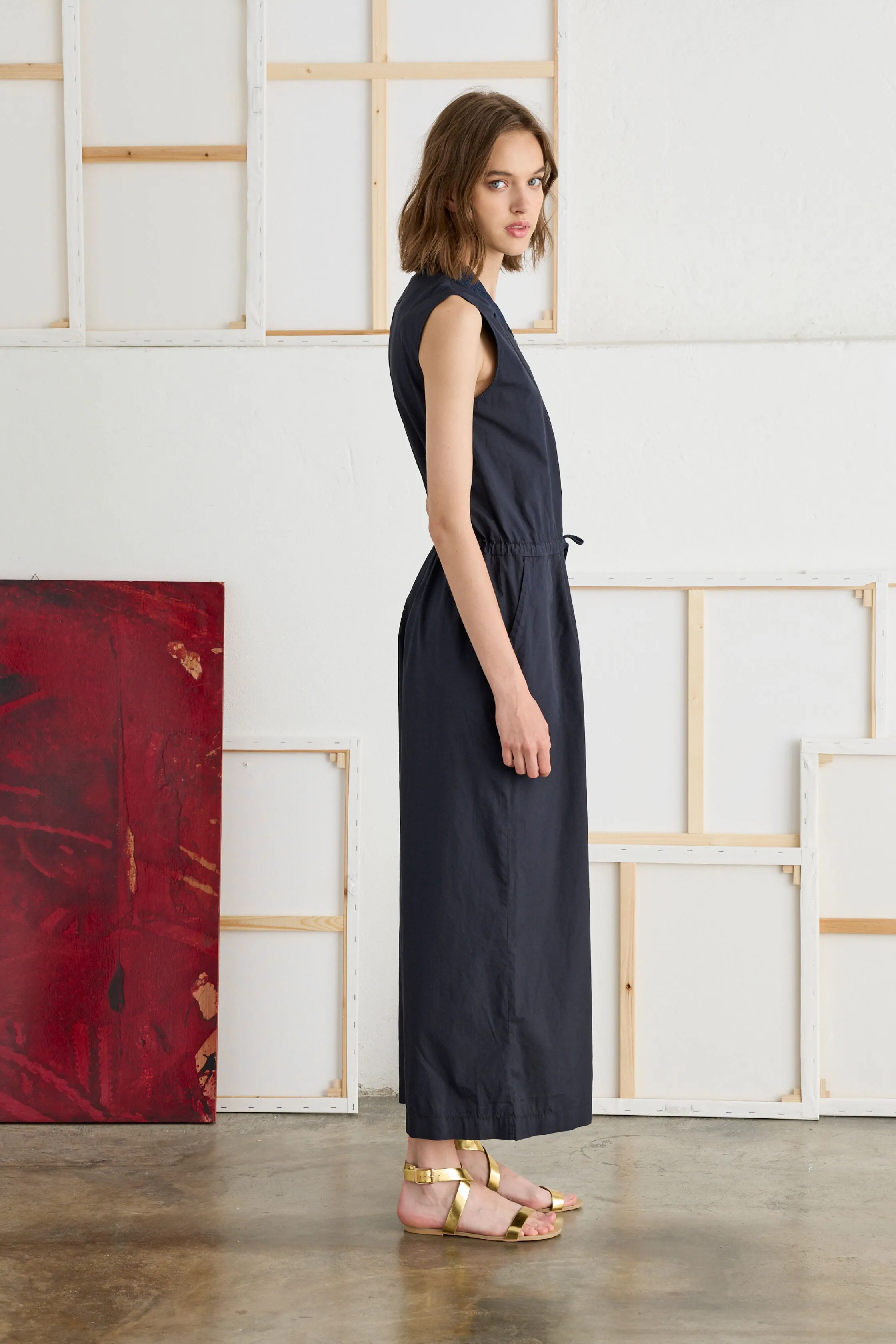 Midi Jumpsuit with Zip Grament-Dyed 19E0 3183 sold by European Culture product image thumbnail 3