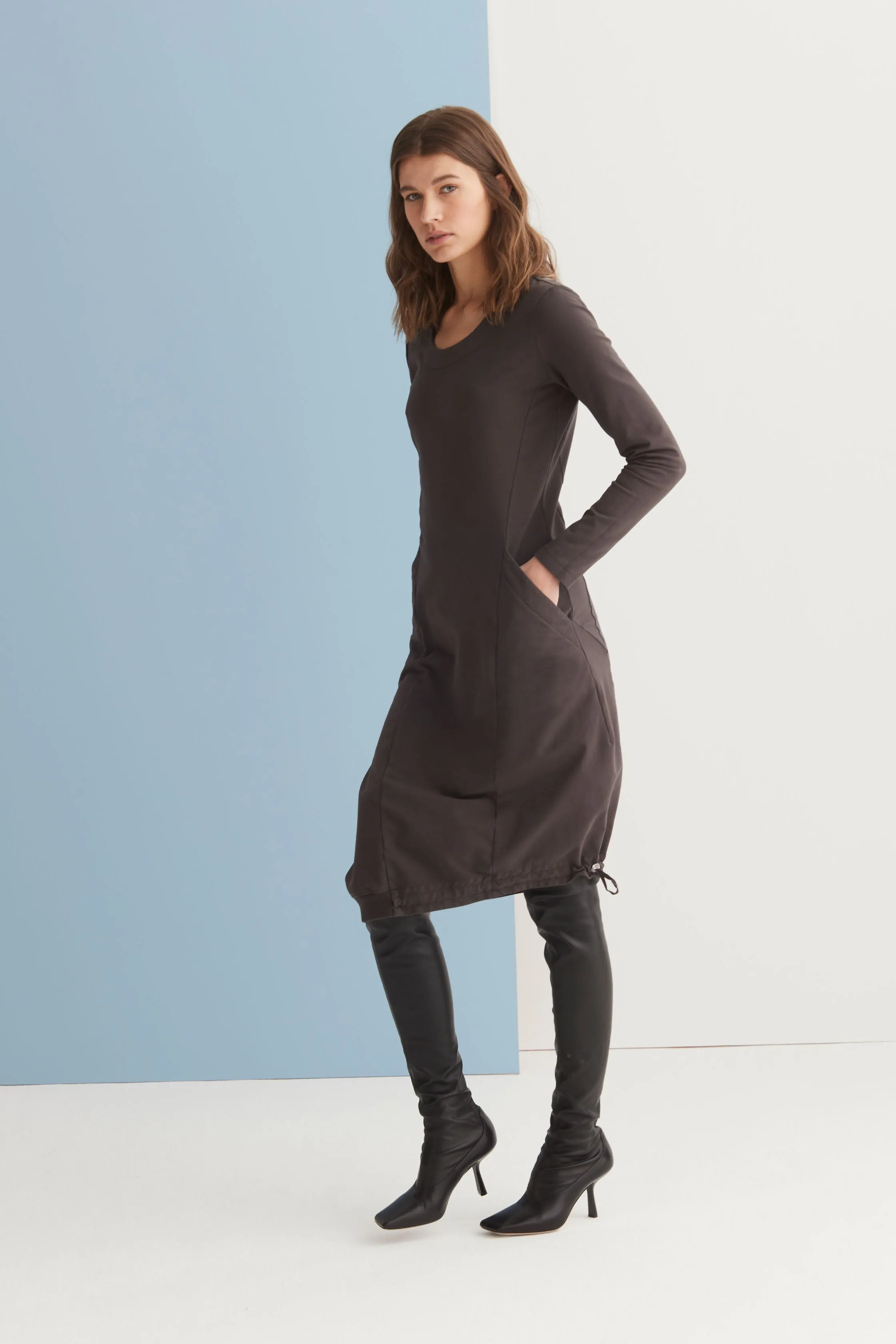 Asymmetrical Midi Dress Garment Dyed 175U 2261 sold by European Culture product image thumbnail 2