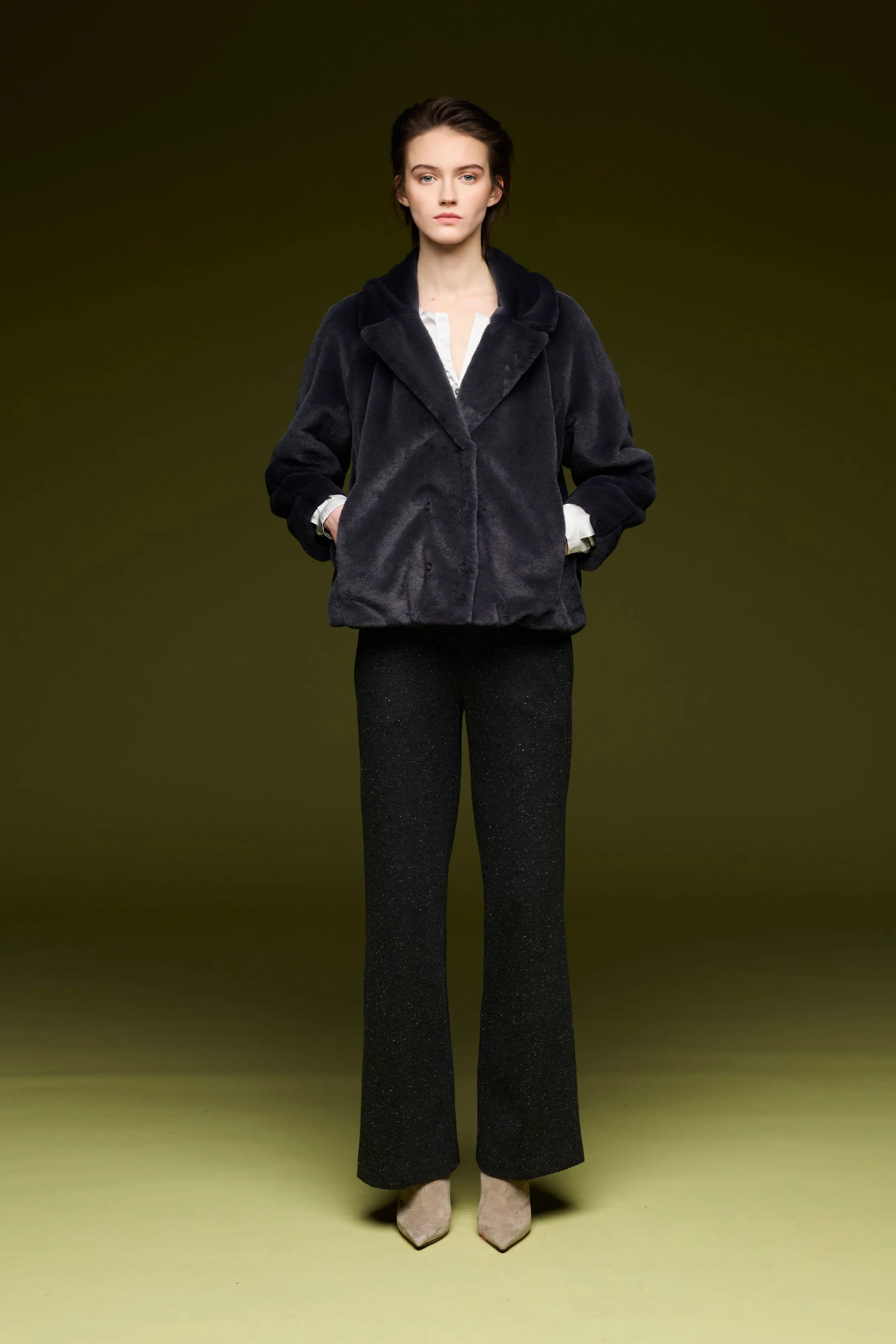 Double-Breasted Faux Fur Jacket 7760 6107 sold by European Culture