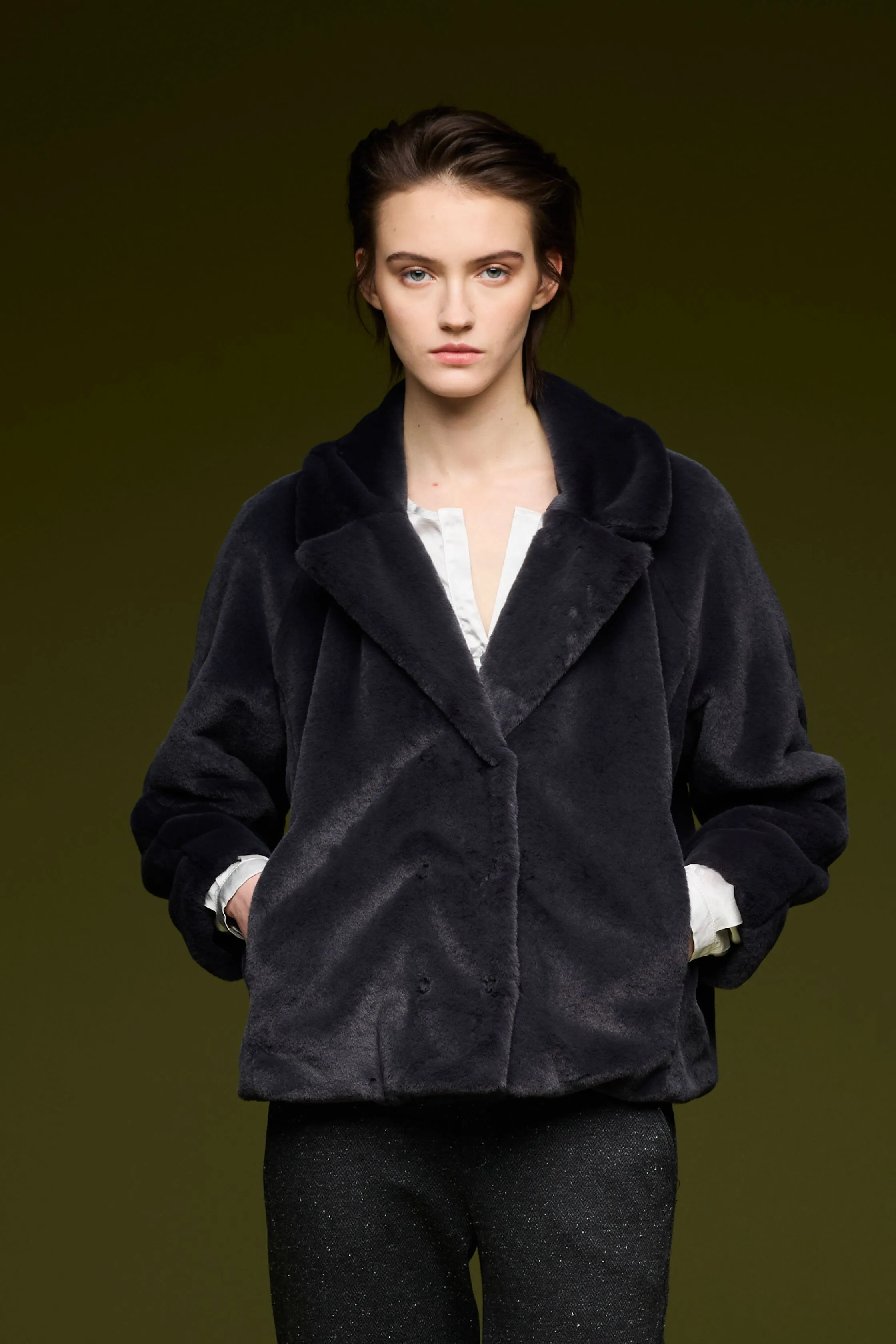 Double-Breasted Faux Fur Jacket 7760 6107 sold by European Culture product image thumbnail 2