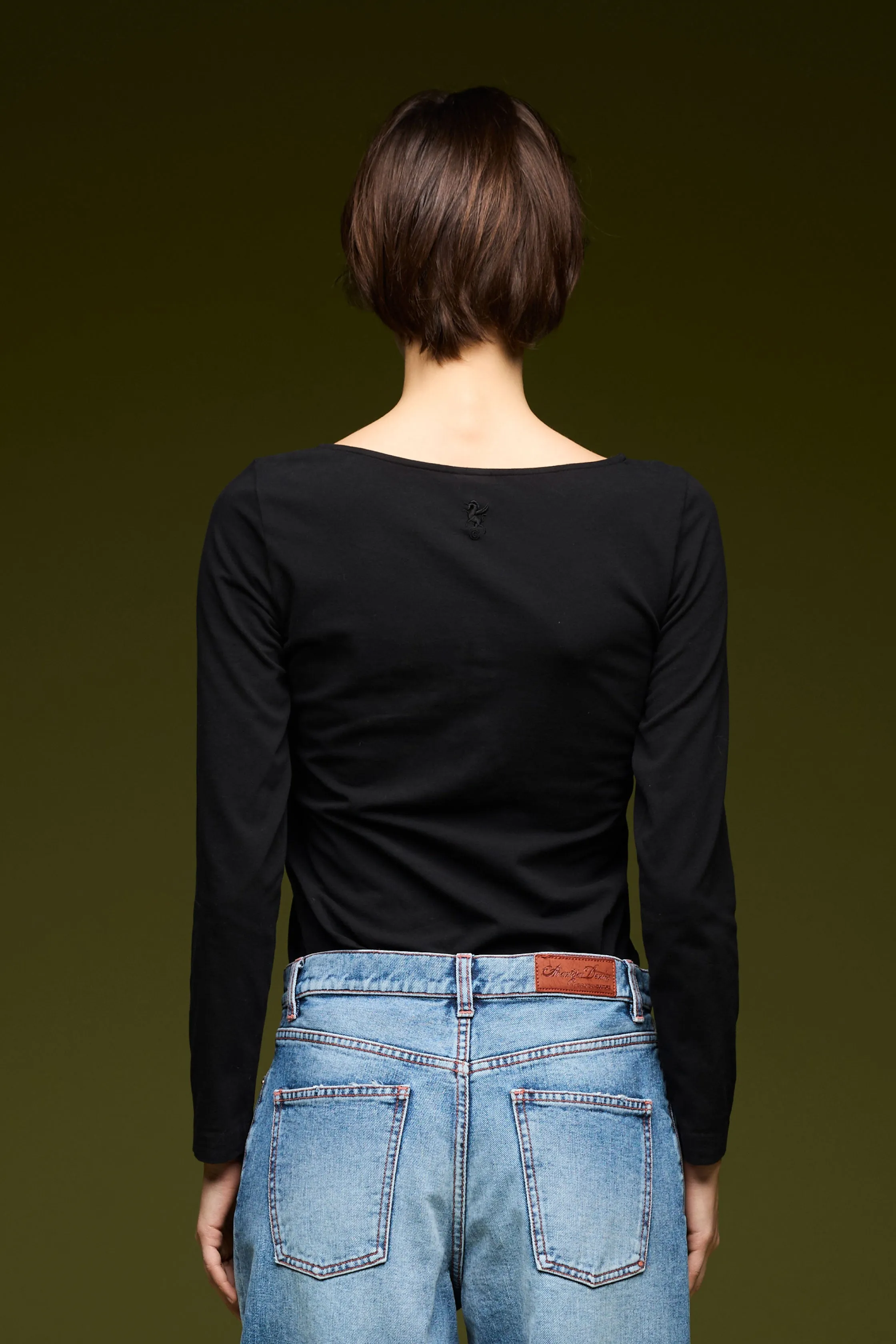 Boat Neck Long Sleeve T-Shirt Garment Dyed 386U 2842 sold by European Culture product image thumbnail 3