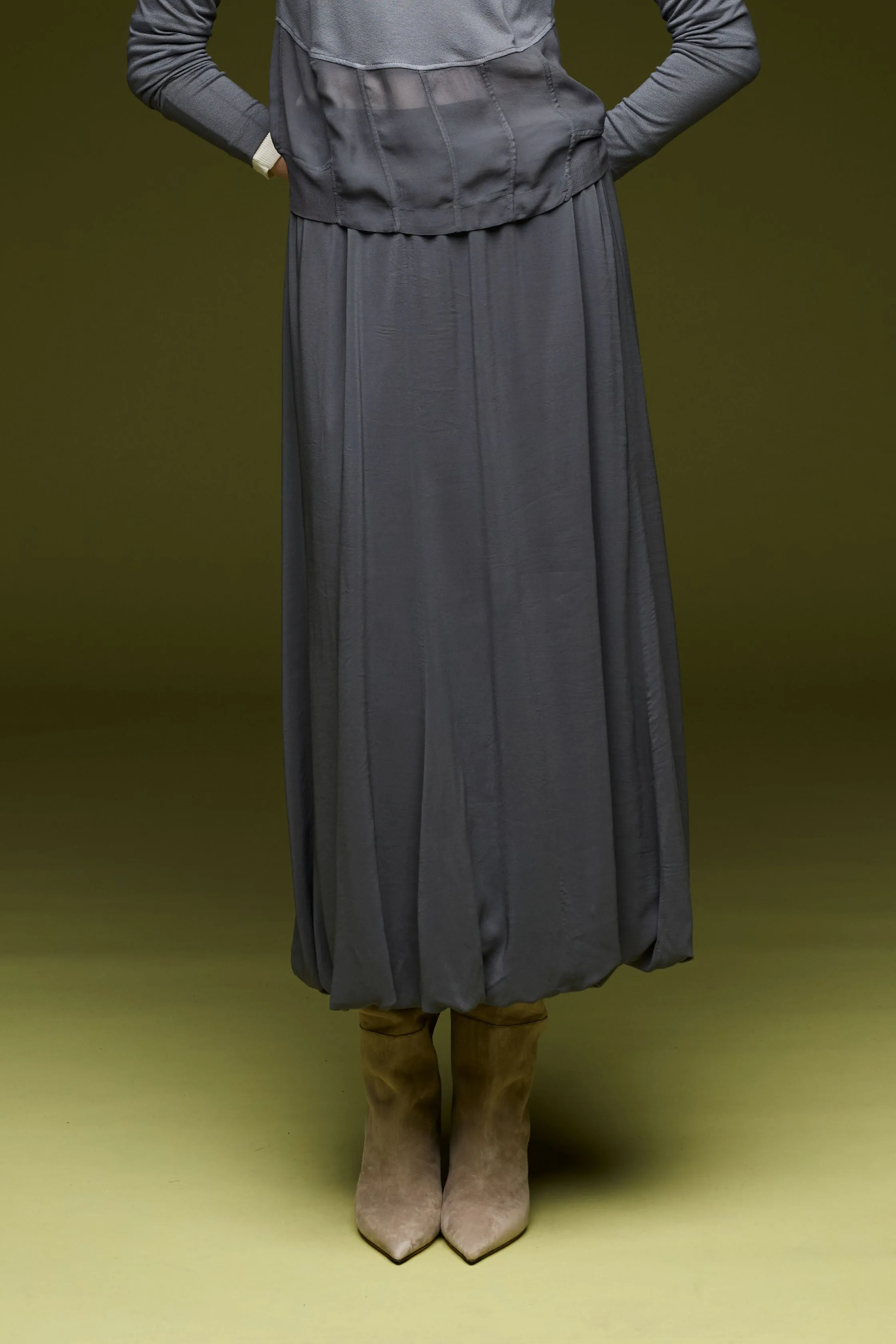 Long Skirt in Viscose Georgette Garment Dyed 2600 8068 sold by European Culture product image thumbnail 2