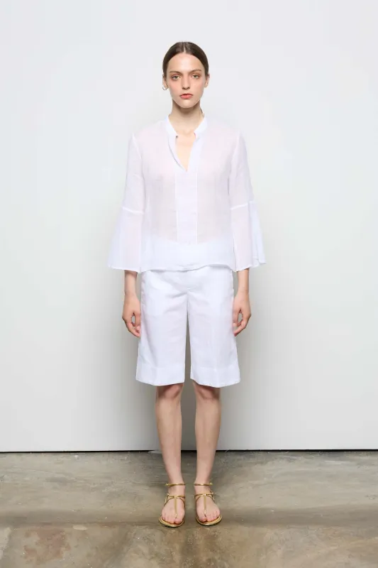 Ramie Blouse with Mandarin Collar 68K0 7027 sold by European Culture