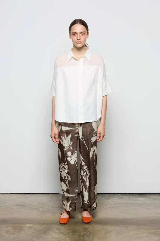 Cotton Poplin Shirt with Voile Inserts 6760 3183 sold by European Culture