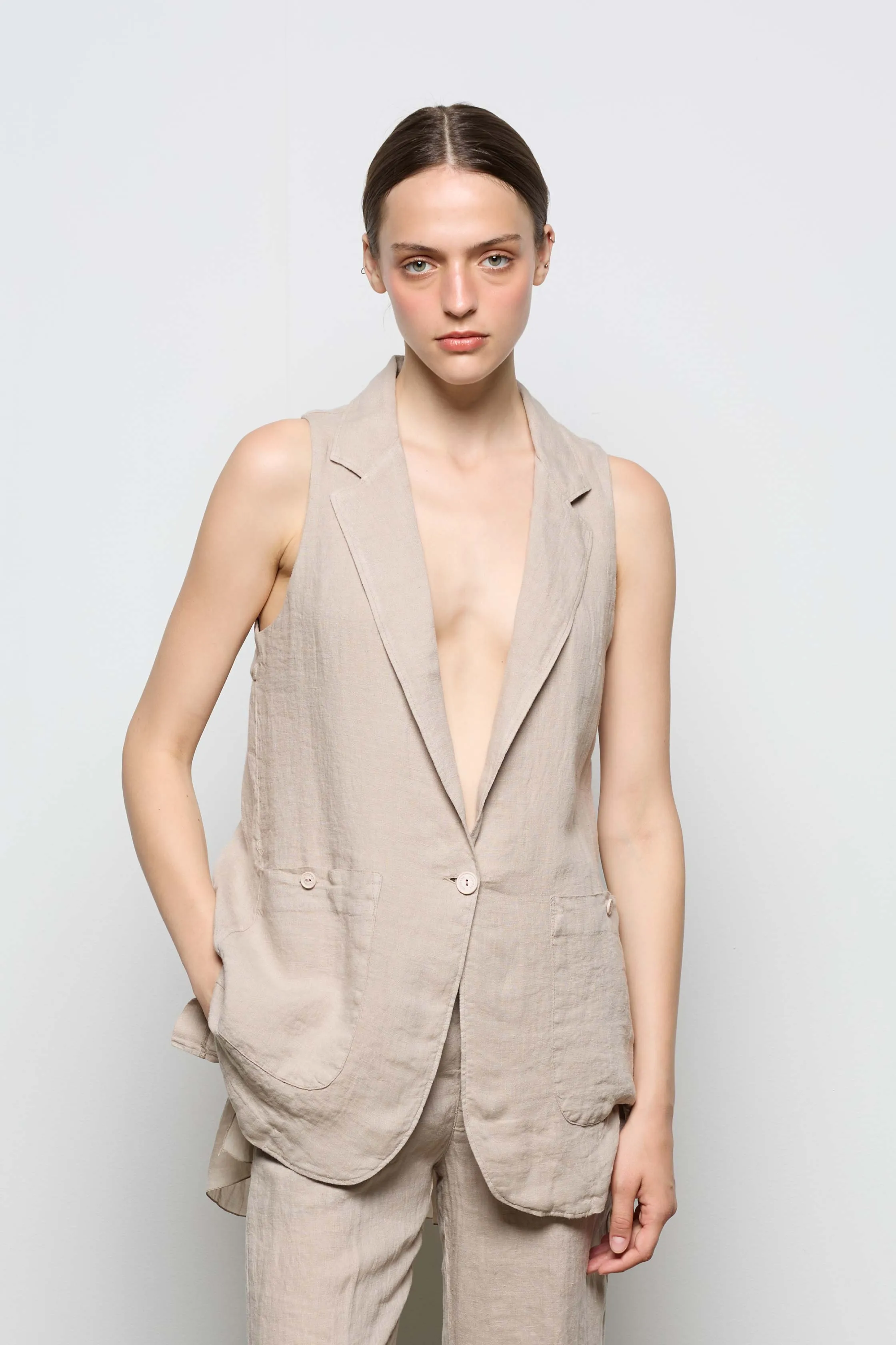 Gilet with Lapel Collar 55FU 7023 sold by European Culture product image thumbnail 2