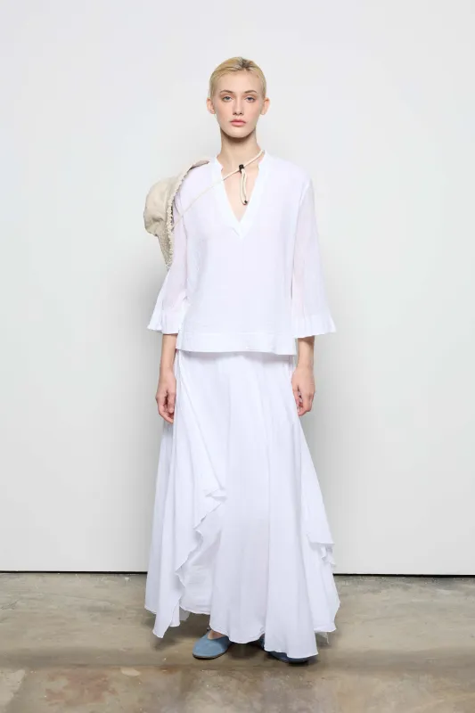 Blouse with Mandarin Collar and V-Neck 4890 7658 sold by European Culture