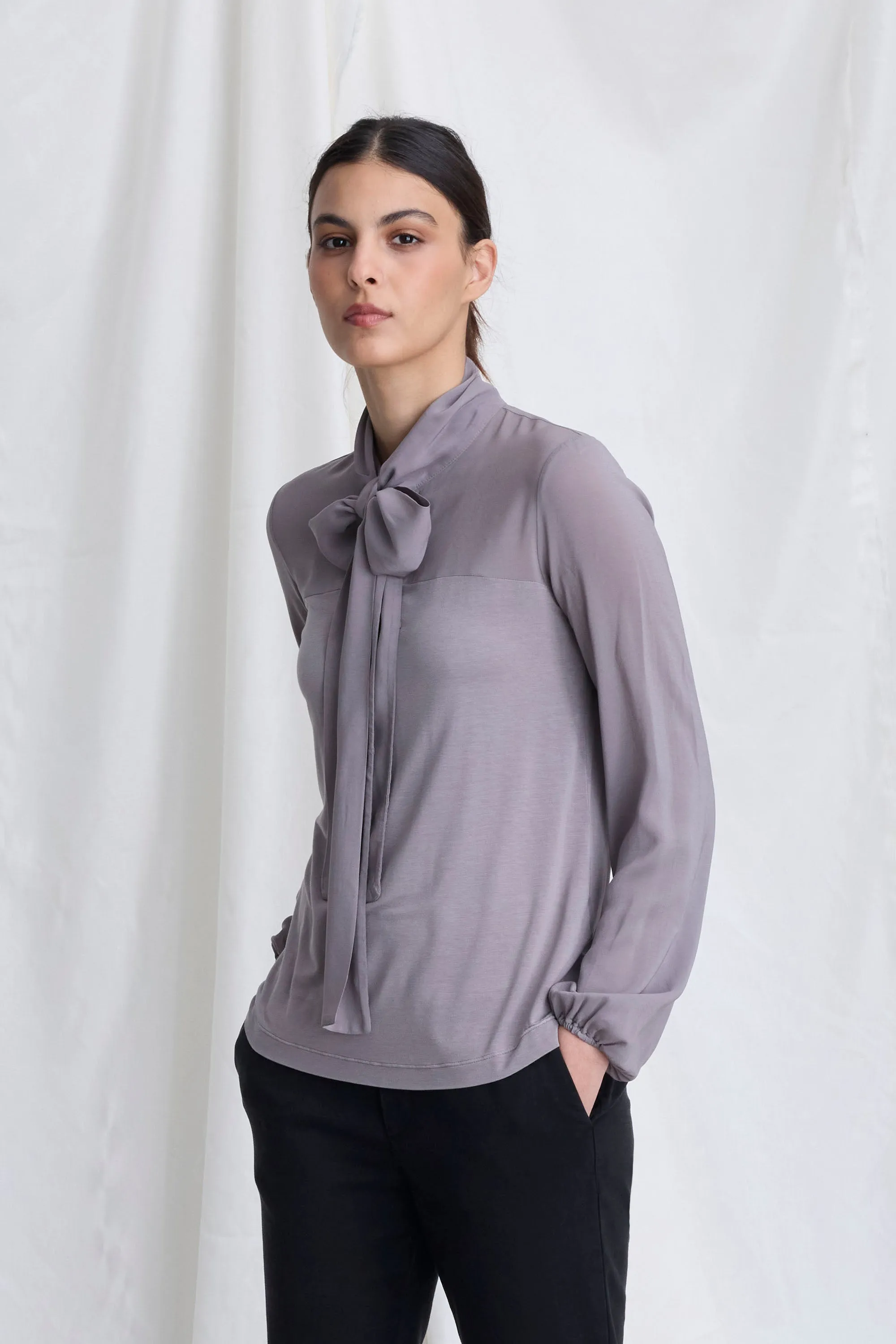 Long Sleeved Blouse With Knotted Collar 38F0 8068 sold by European Culture product image thumbnail 4