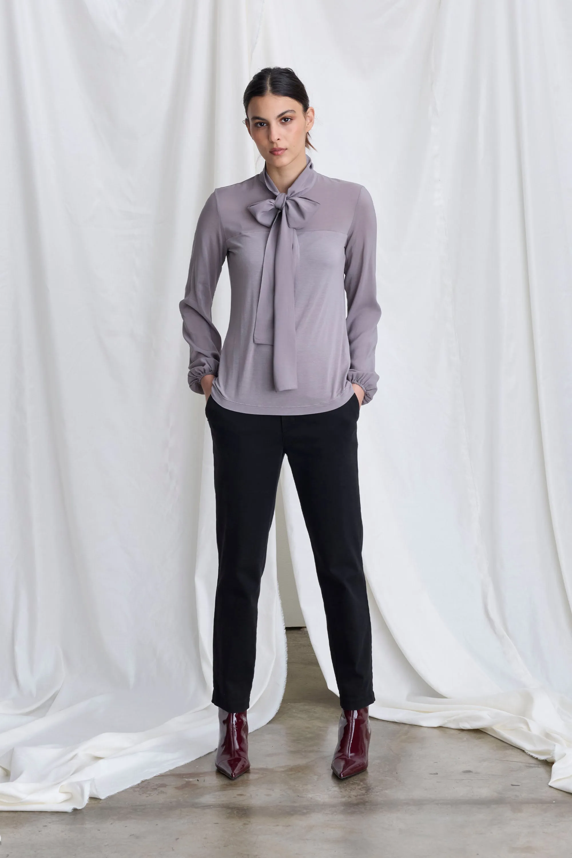 Long Sleeved Blouse With Knotted Collar 38F0 8068 sold by European Culture