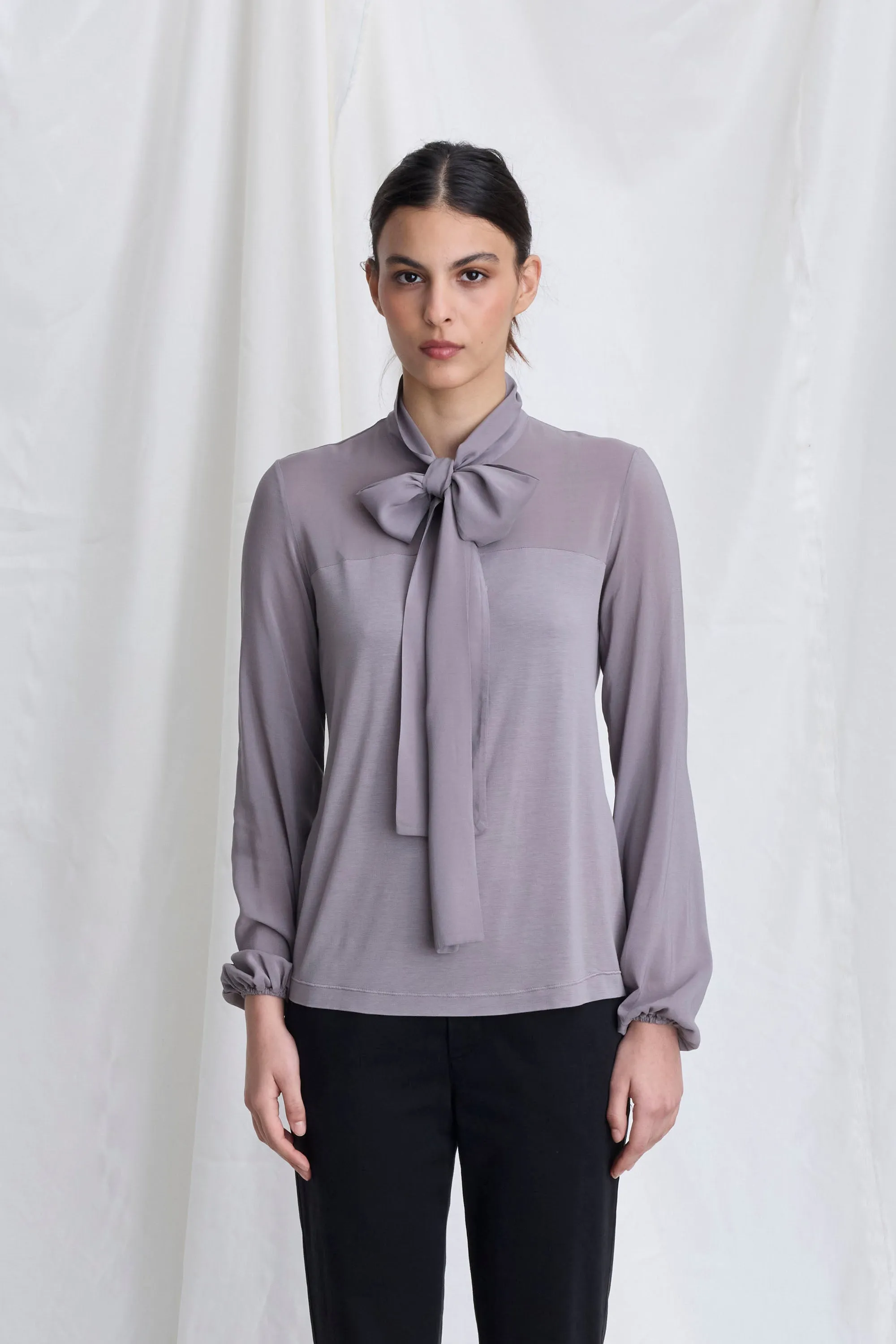 Long Sleeved Blouse With Knotted Collar 38F0 8068 sold by European Culture product image thumbnail 2