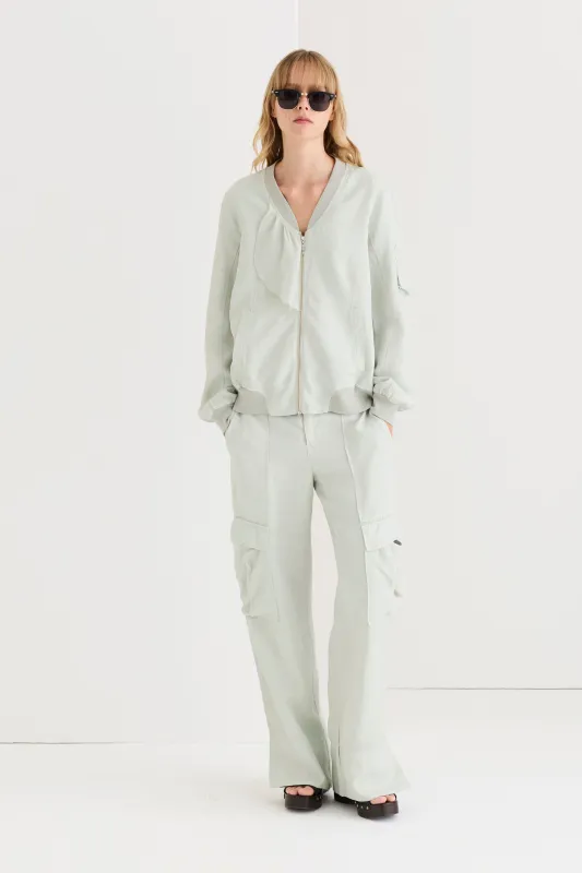 Linen and viscose Cargo-fit trousers 0510 7083 made by European Culture