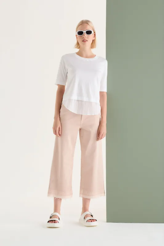 Wide-Leg Trousers with Fringe Garment Dyed 052U 3881 sold by European Culture