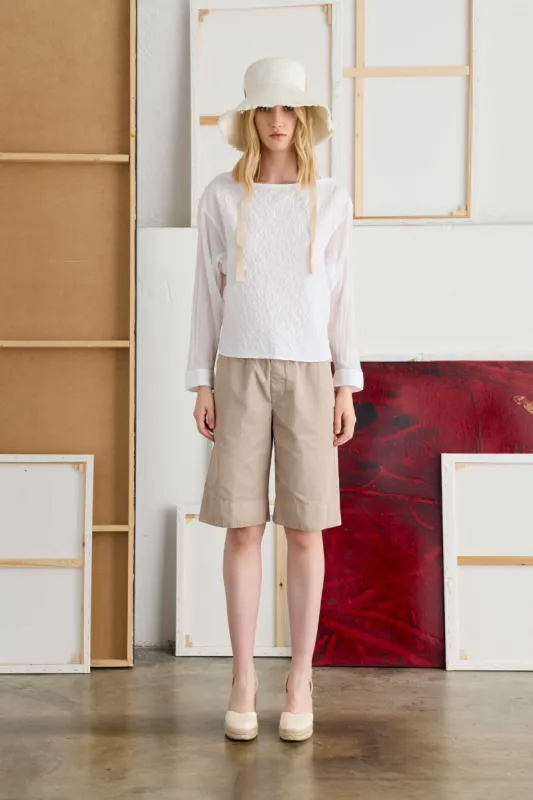 Shirt-Sleeved Blouse Boat Neckline Garment-Dyed 6890 3259 sold by European Culture