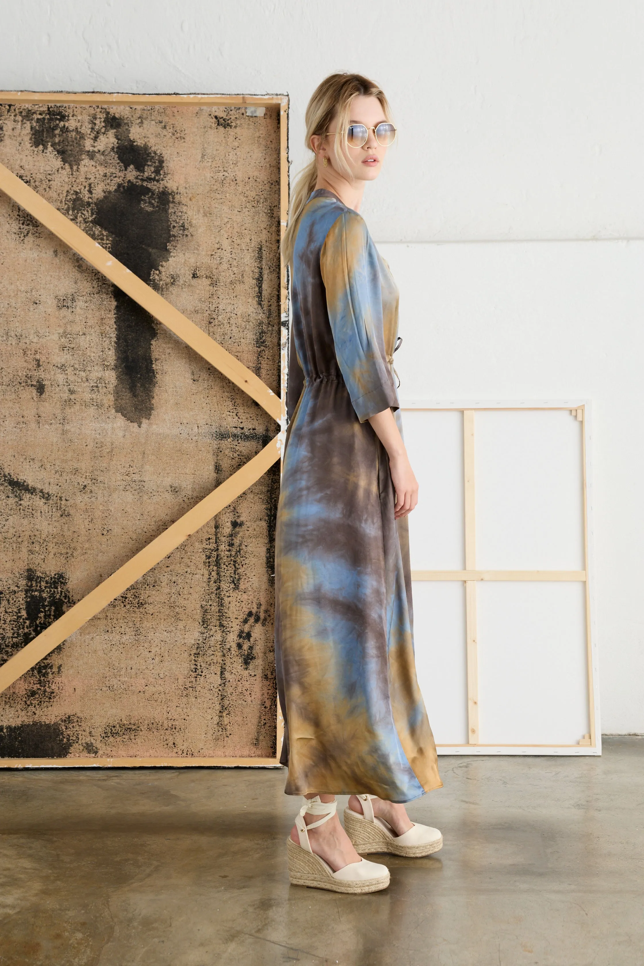 Long Viscose Hand-Dyed Dress 12P0 8099 sold by European Culture product image thumbnail 3