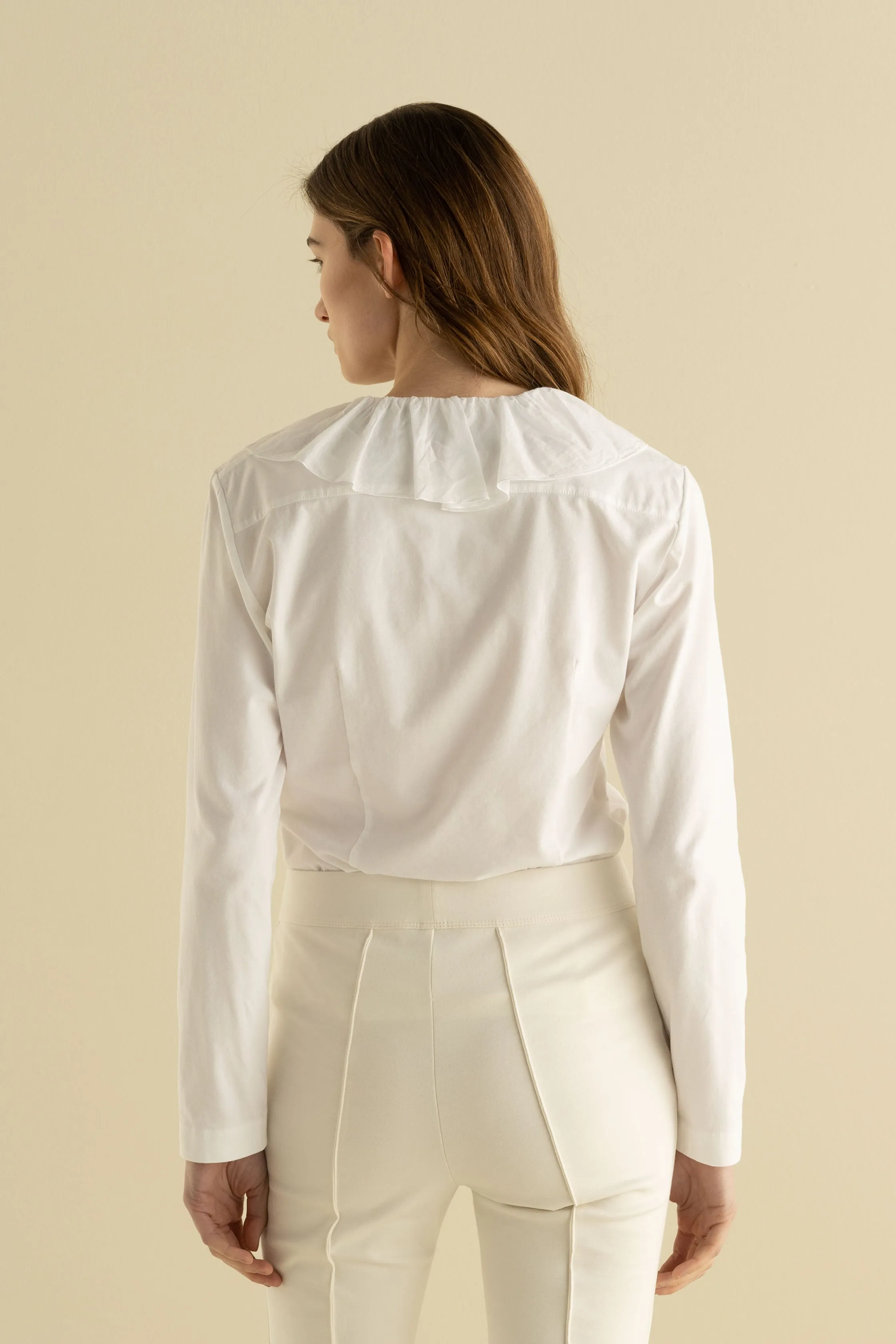 Shirt with Asymmetric Ruffles Garment Dyed 68WU 3217 sold by European Culture product image thumbnail 4