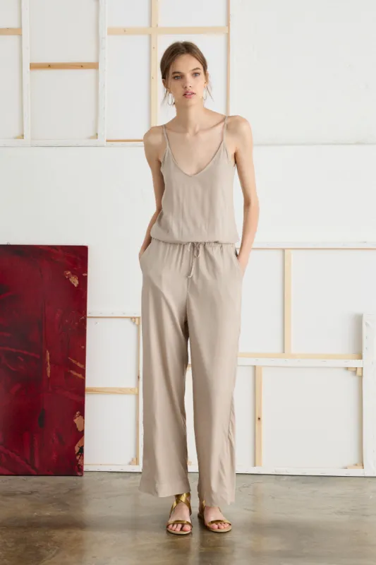 Jumpsuit Dress in Cupro and Viscose with Thin Straps Garment-Dyed 19DU 6683 sold by European Culture