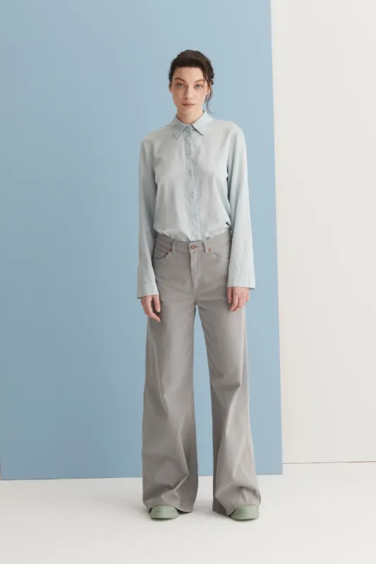 Silk and Cotton Shirt with Long Sleeve Garment Dyed 67N0 6629 sold by European Culture