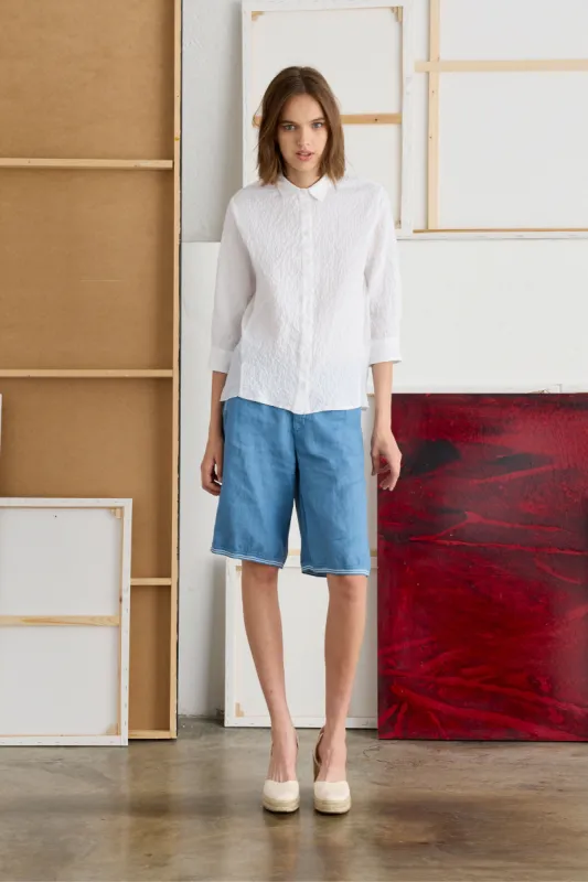 Shirt with Flounces Garment-Dyed 683U 3259 sold by European Culture