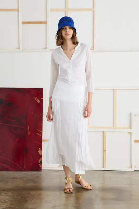 Midi Skirt with Flounces Garment-Dyed 250U 7067 sold by European Culture