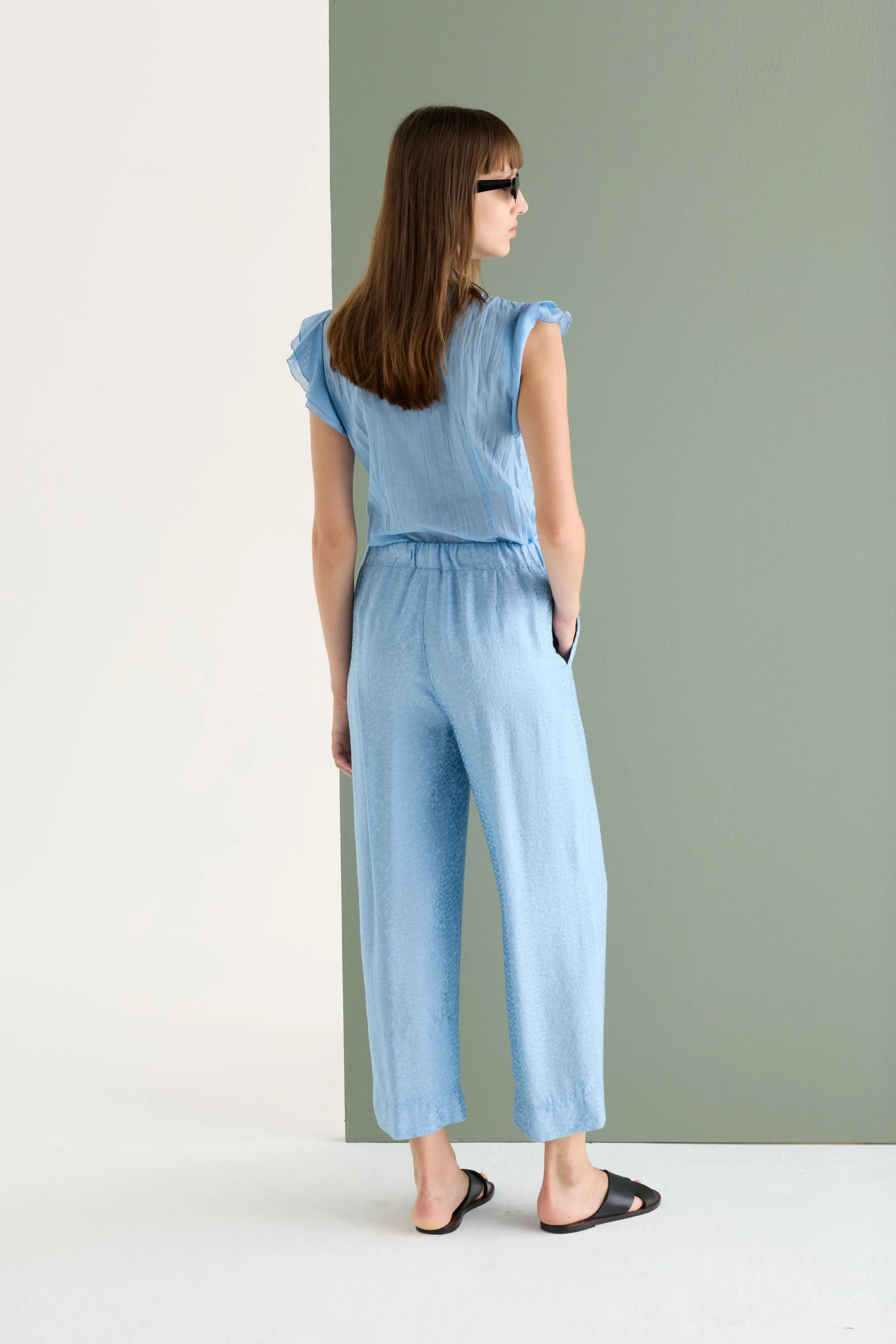 Short Sleeve Cotton Shirt with Ruffles Garment Dyed 66D0 7504 sold by European Culture product image thumbnail 4