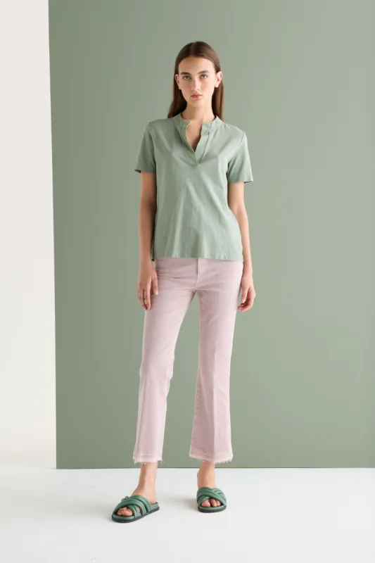 Flared Trousers with Fringe Garment Dyed 059U 3881 sold by European Culture