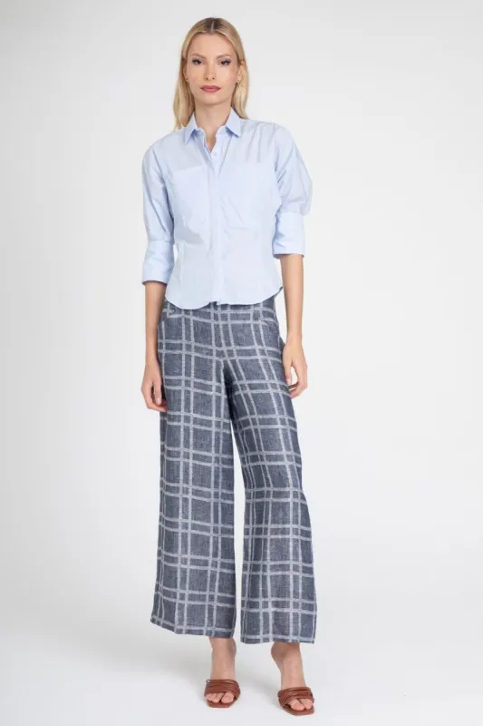 Hepburn Pant – Indigo Linen sold by Eva Franco