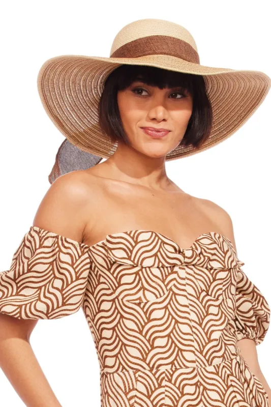 Elsie Straw Wide Brim Floppy Straw Hat with Bow sold by Eva Franco