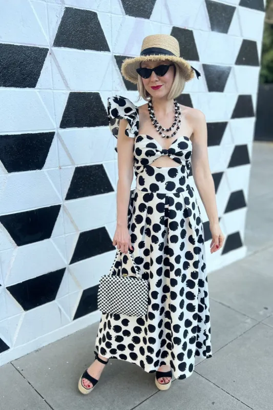 One-Shoulder Pleated Dress - Polka Dot sold by Eva Franco