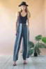 Hepburn High Waist Wide Leg Pants - Graphite Stripe sold by Eva Franco