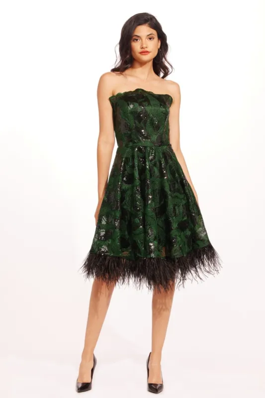 Alma Strapless Midi Dress - Christmas Green sold by Eva Franco