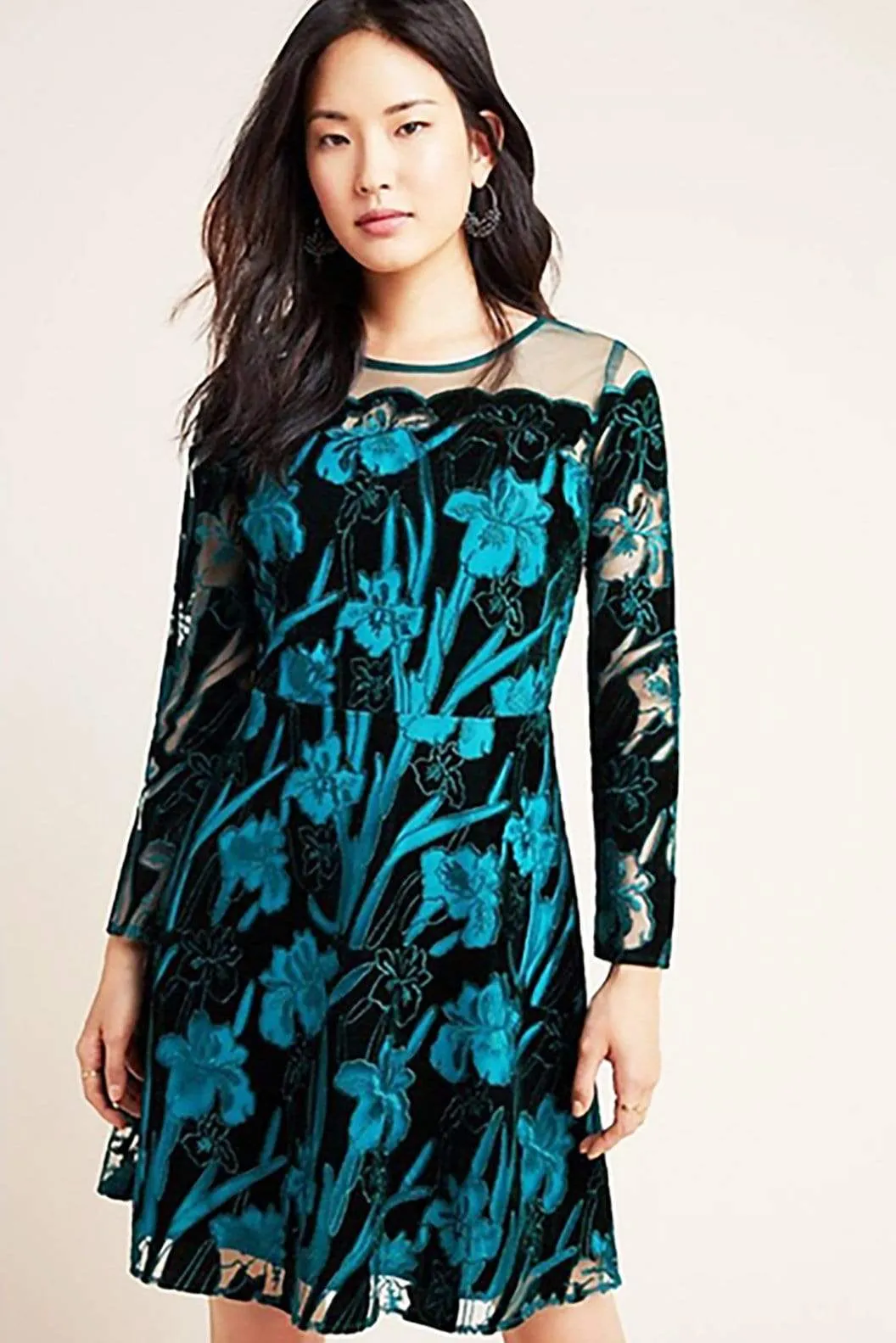 Teal Velvet Lily Mini Dress sold by Eva Franco