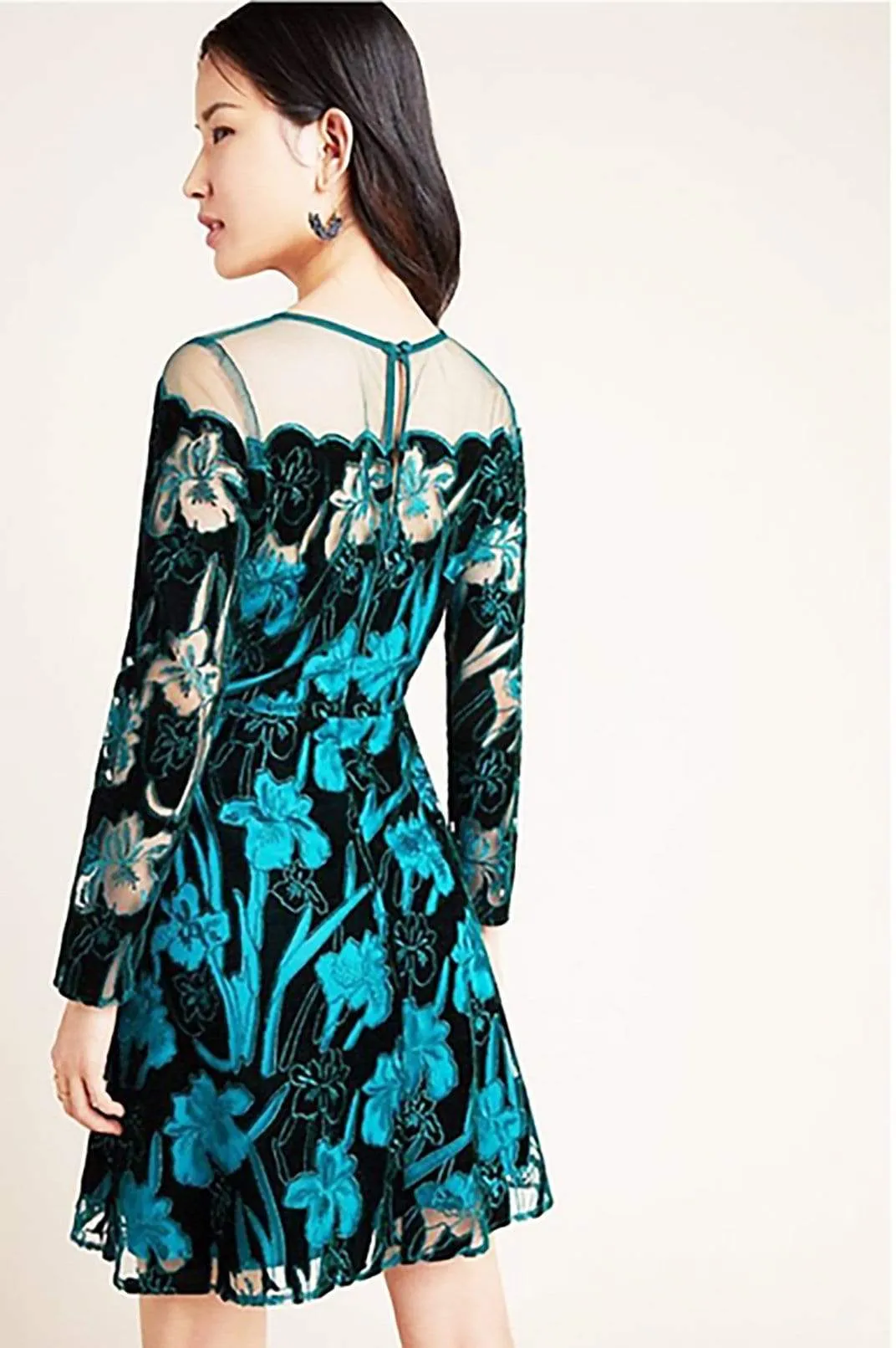Teal Velvet Lily Mini Dress sold by Eva Franco product image thumbnail 3