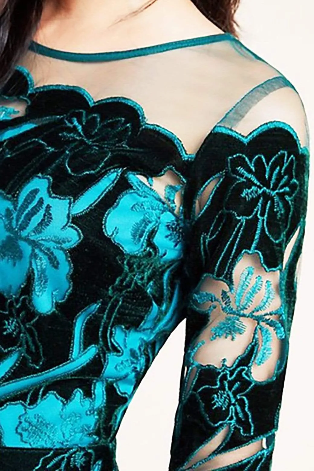 Teal Velvet Lily Mini Dress sold by Eva Franco product image thumbnail 2