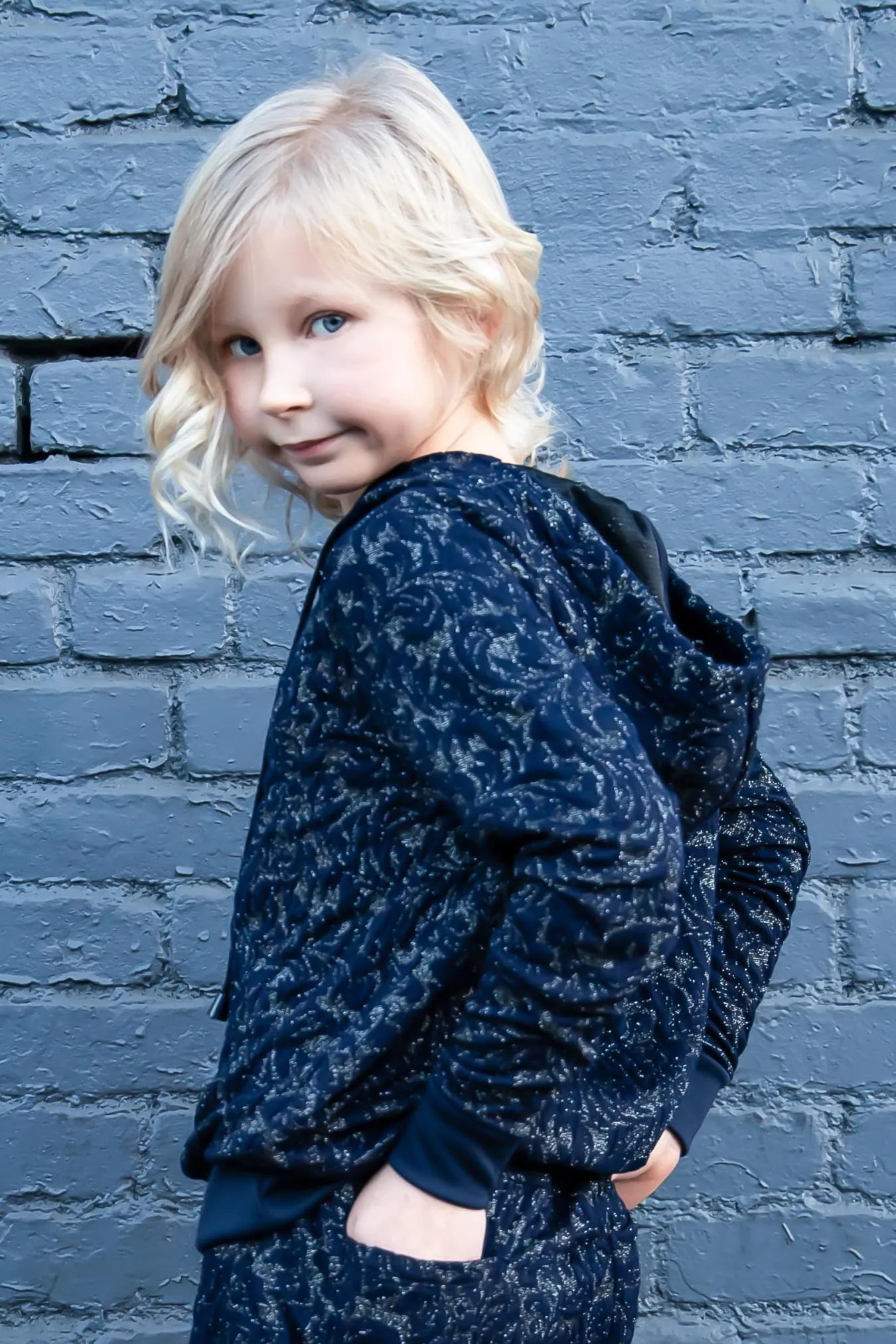 Mini Noah Hoodie - Navy Knit - Girls sold by Eva Franco product image thumbnail 2