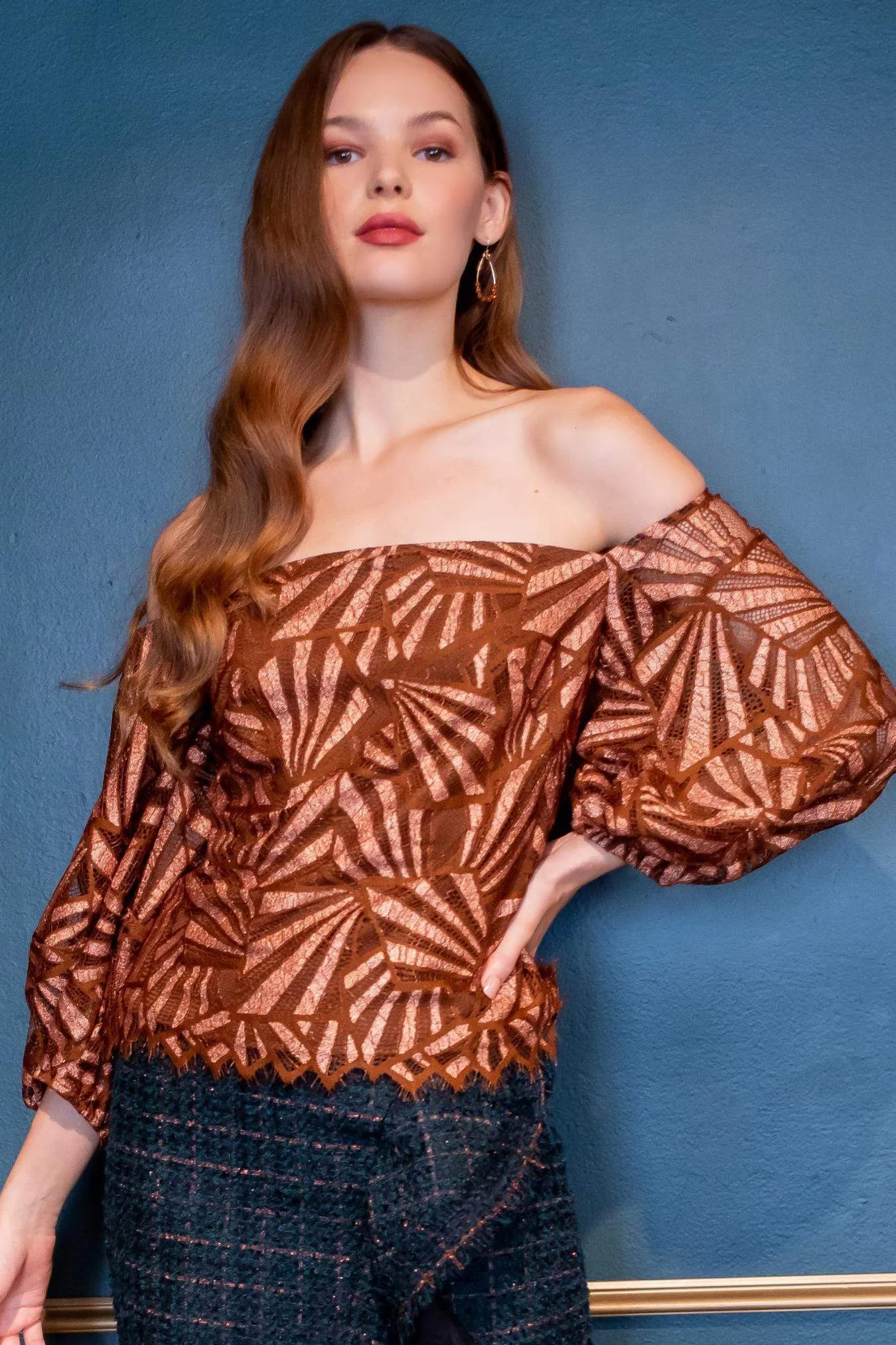 Shine Lace Blouse – Copper Metallic sold by Eva Franco product image thumbnail 3