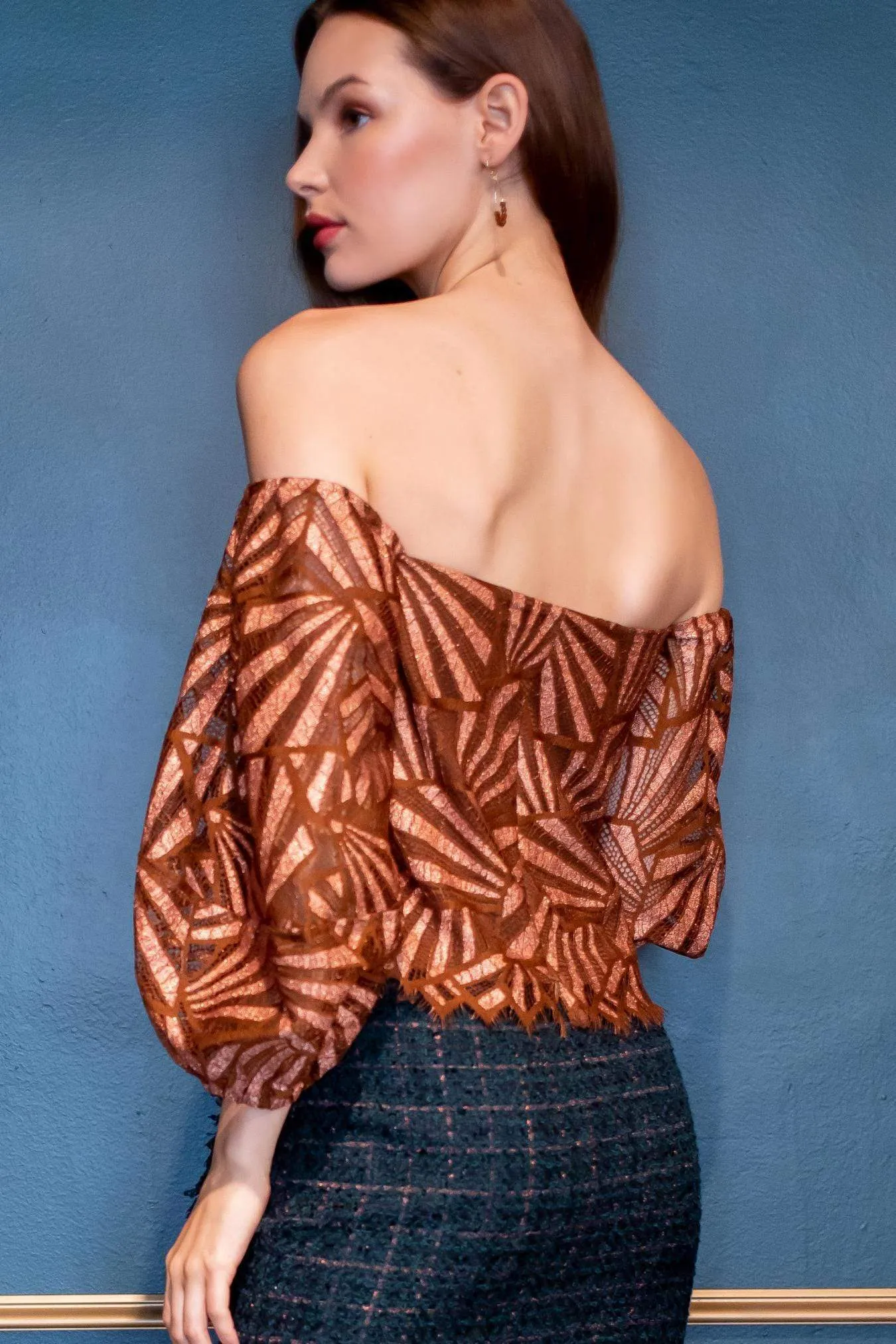 Shine Lace Blouse – Copper Metallic sold by Eva Franco product image thumbnail 2