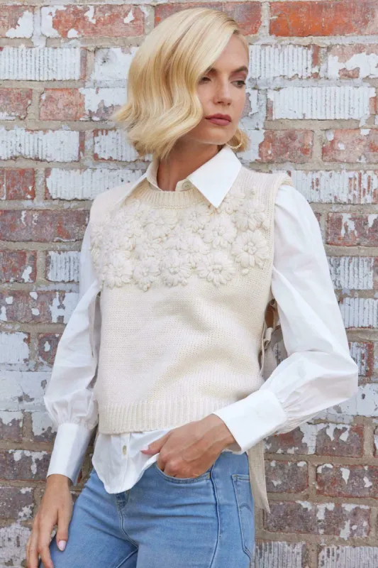 Ziggy Side Tie Ivory Vest sold by Eva Franco