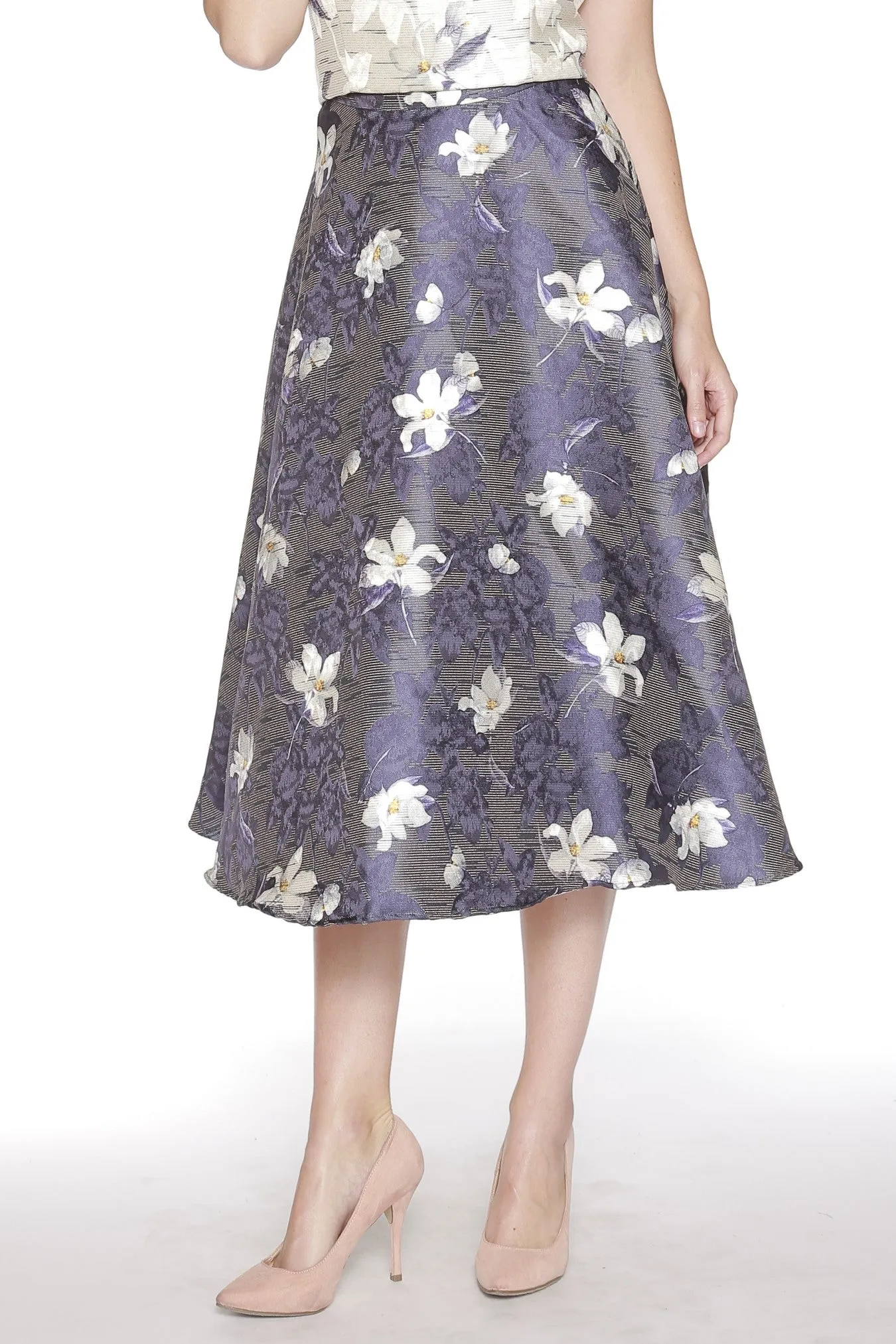 Jacquard Floral MIdi Skirt sold by Eva Franco