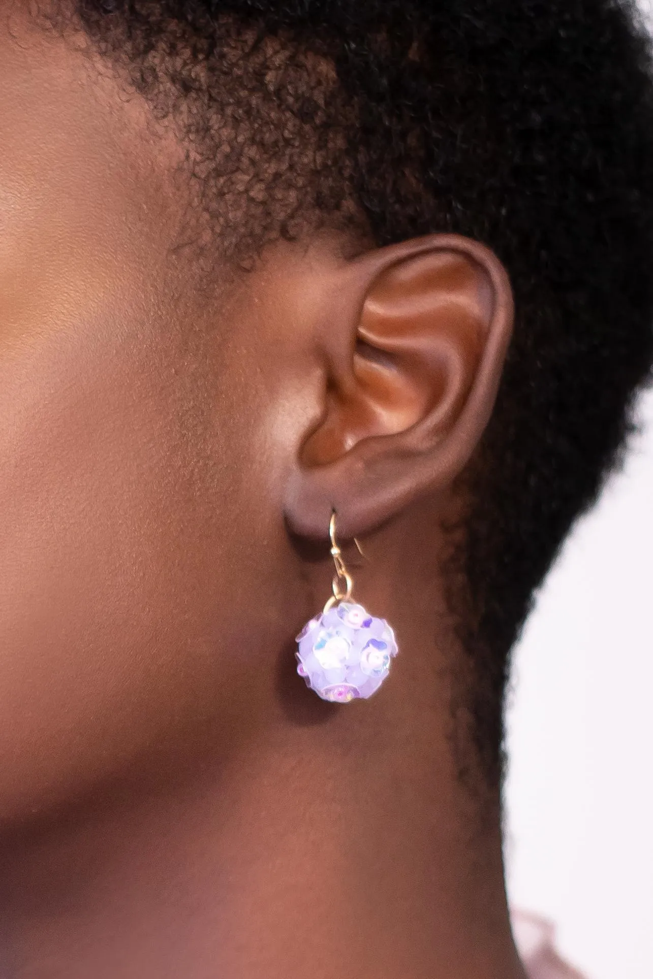 Lilac Beaded Ball Drop Earring sold by Eva Franco product image thumbnail 3