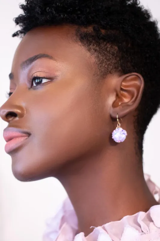 Lilac Beaded Ball Drop Earring sold by Eva Franco