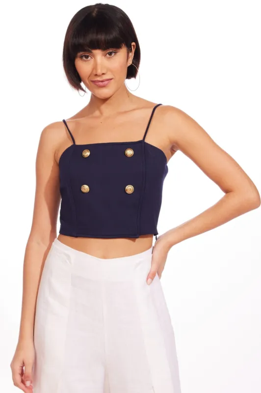 Ponte Trench Blouse - Navy sold by Eva Franco