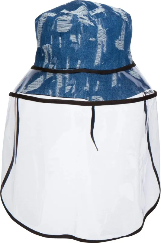 Distressed Denim Bucket Hat With Detachable Face Shield sold by Eva Franco