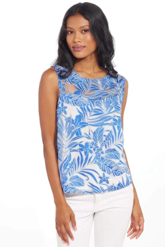 Sleeveless Top-Blue Palm sold by Eva Franco