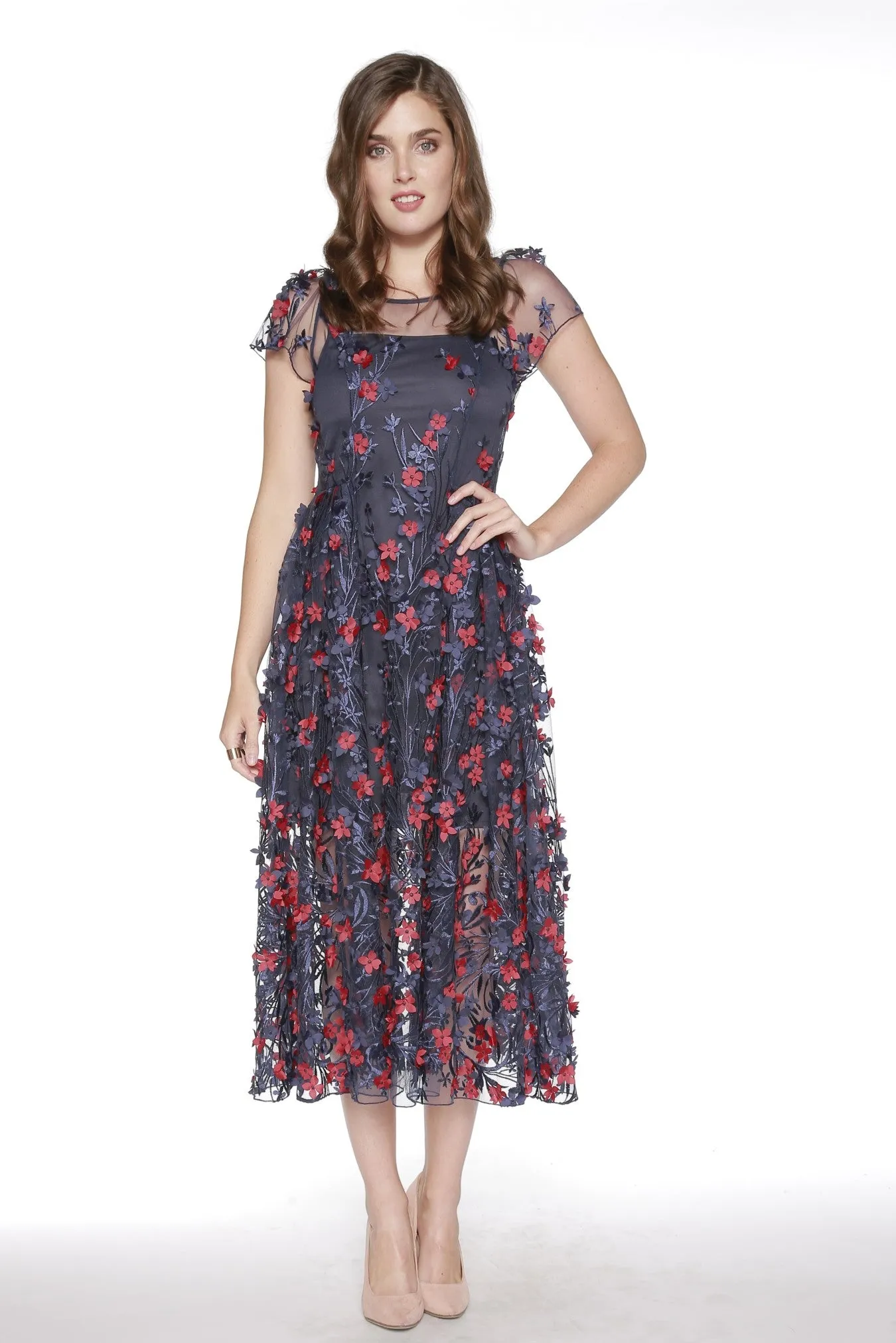 Erika Dress - Red and Navy Petal sold by Eva Franco product image thumbnail 4