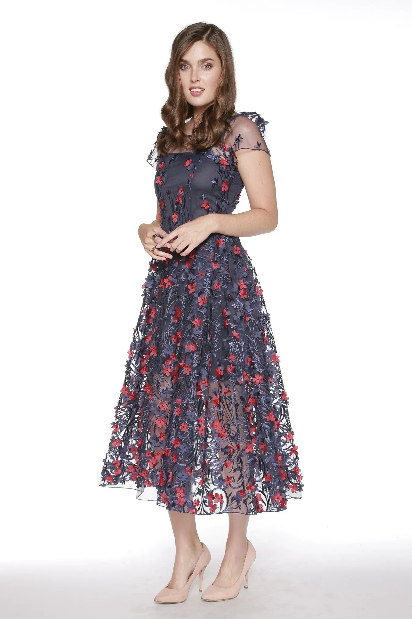 Erika Dress - Red and Navy Petal sold by Eva Franco product image thumbnail 2