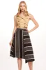Black and Taupe Stripe Midi Skirt sold by Eva Franco