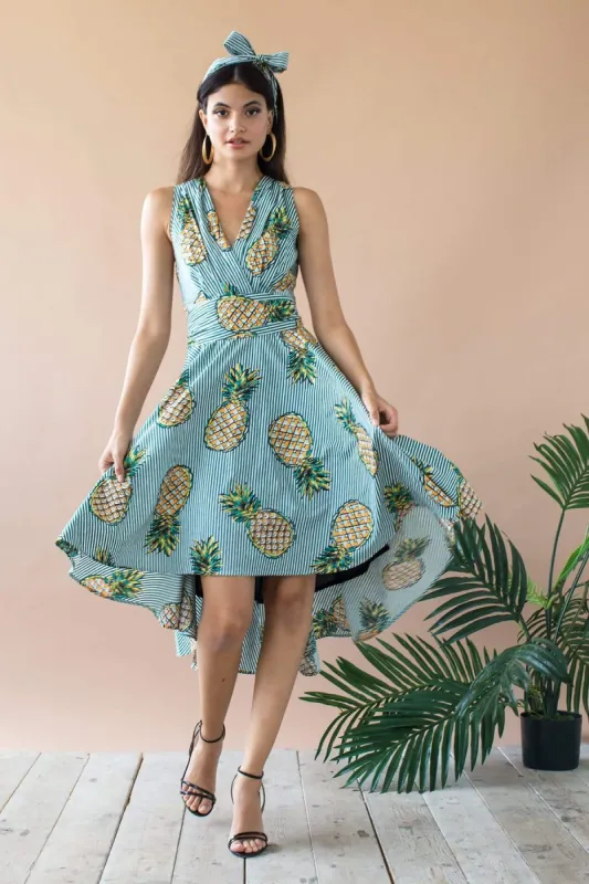 Lucia V-Neck Circle Skirt Dress  - Pineapple Plantation sold by Eva Franco