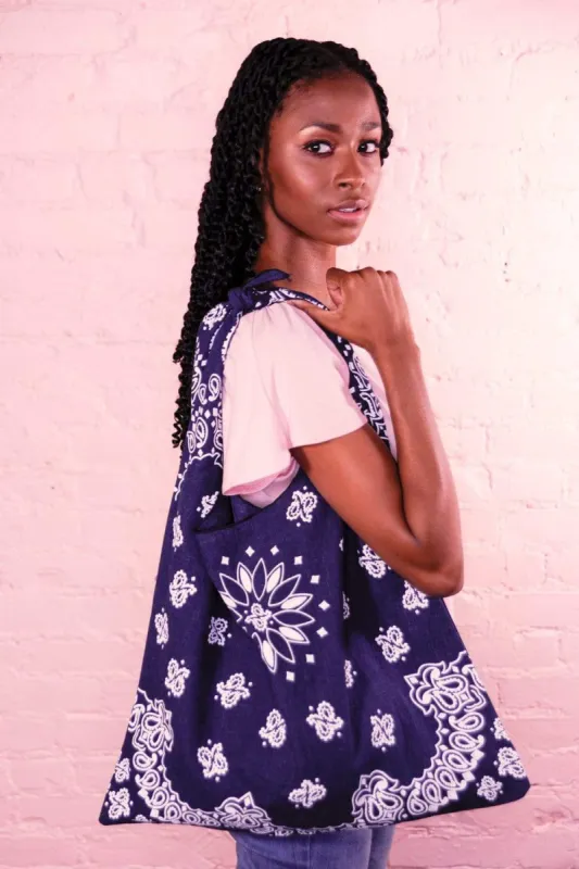 Bandana Navy Cloth Bag made by Eva Franco